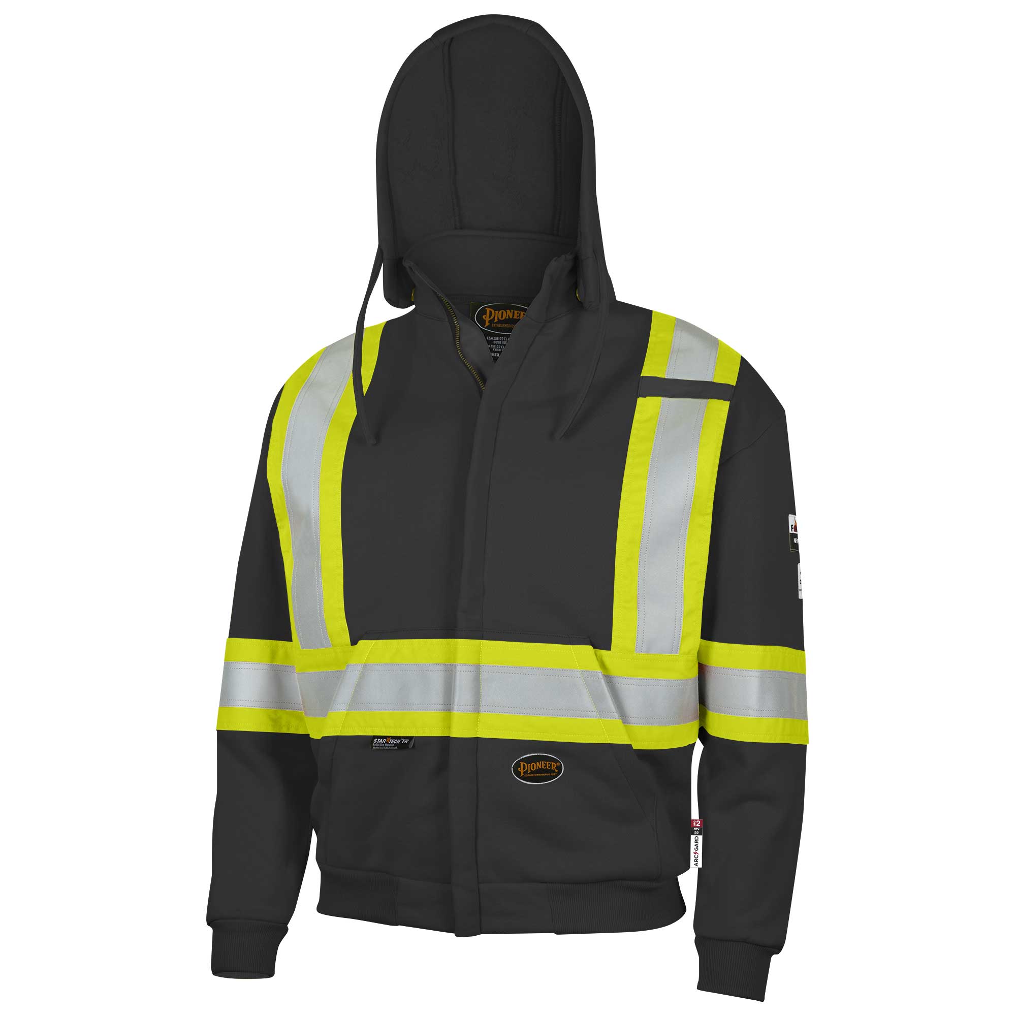 FR/Arc Rated Zip Style Heavyweight Safety Hoodies - 100% Cotton Fleece - Black