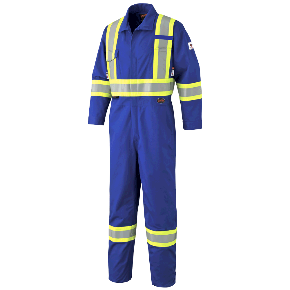 FR-Tech® FR/Arc Rated 7 oz Safety Coveralls - Leg Zips - 88/12 Ctn/Nylon - Royal