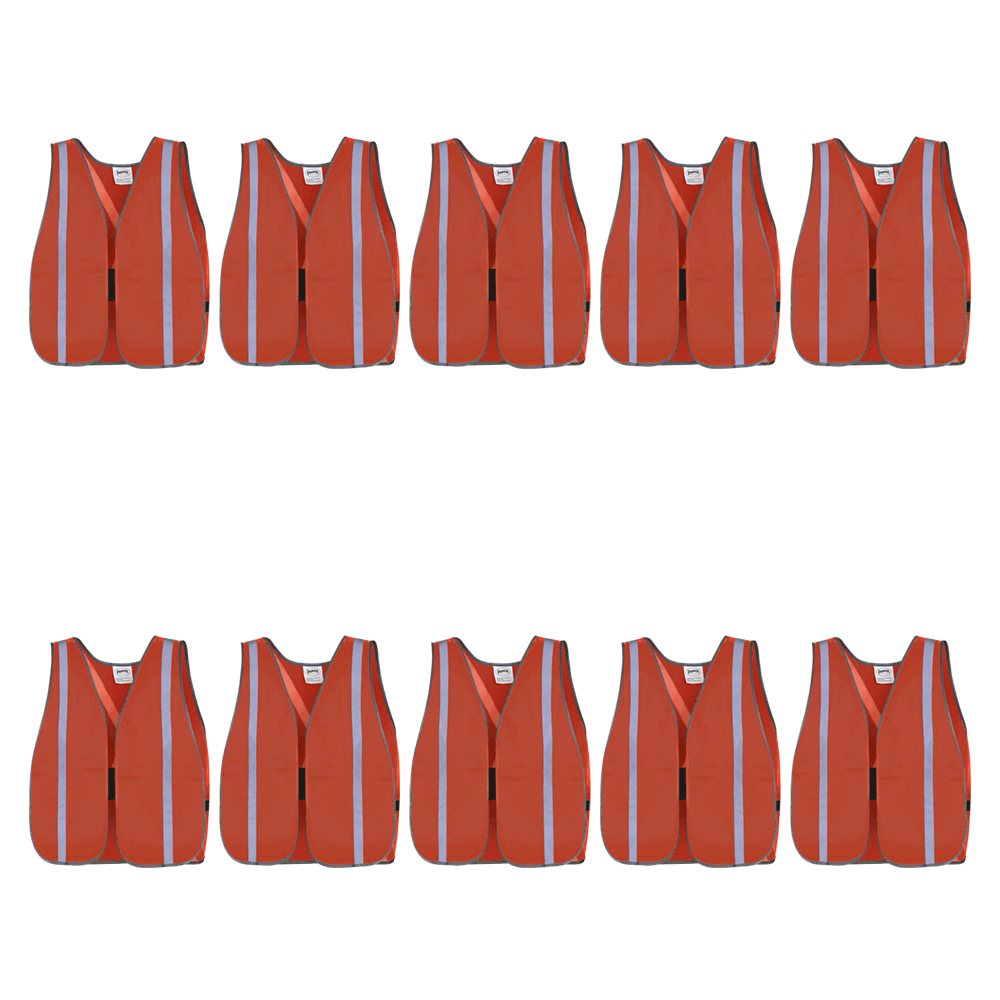 Hi-Viz All-Purpose Mesh Vests - Poly Mesh - Orange (10-pack)