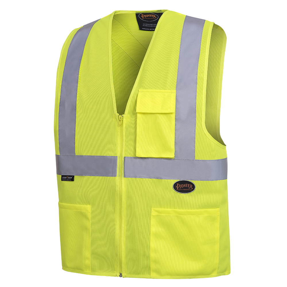 Hi-Viz Front Zip Safety Vest with 2" Tape - Hi-Viz Yellow/Green