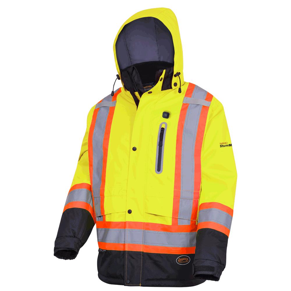 Hi-Viz Heated Insulated Safety Jackets - Hi-Viz Yellow