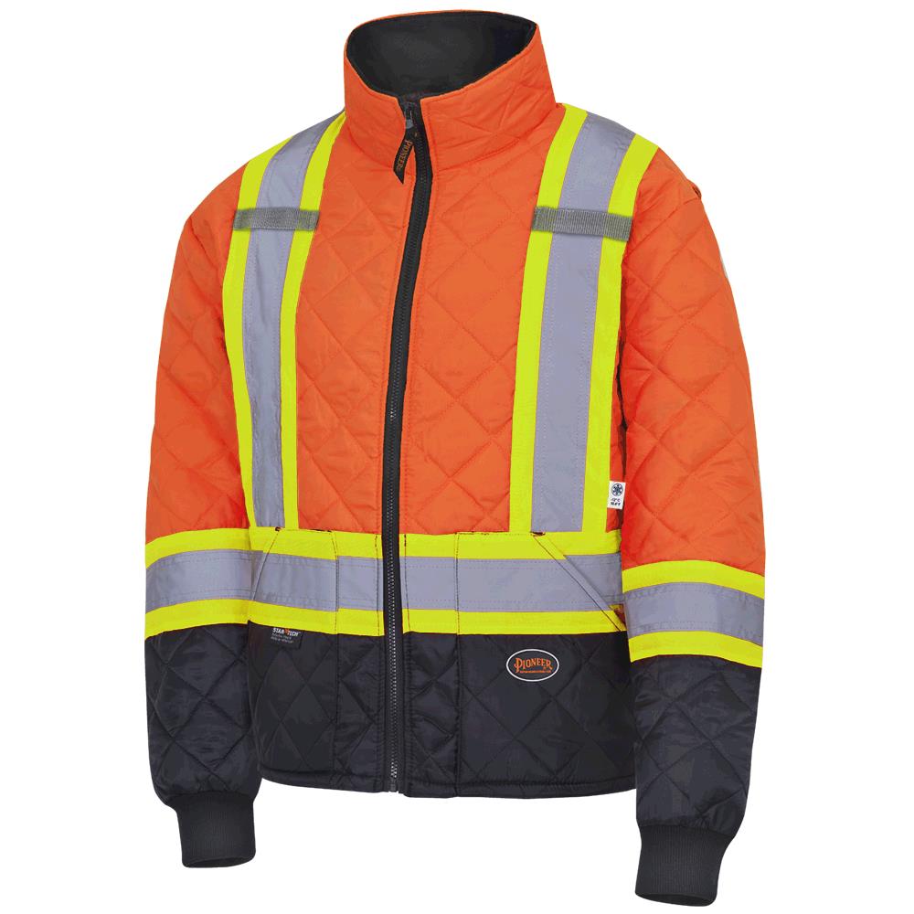 Hi-Viz Quilted Freezer/Work Safety Jackets - HV Orange