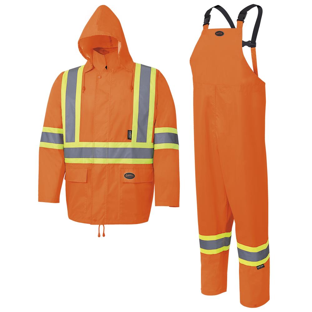 Hi-Viz Rainsuit - 150D Oxford Poly/PU - HV Orange