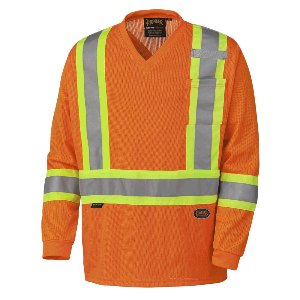 Hi-Viz Safety Long-Sleeved Shirts - Micro Mesh - HV Orange