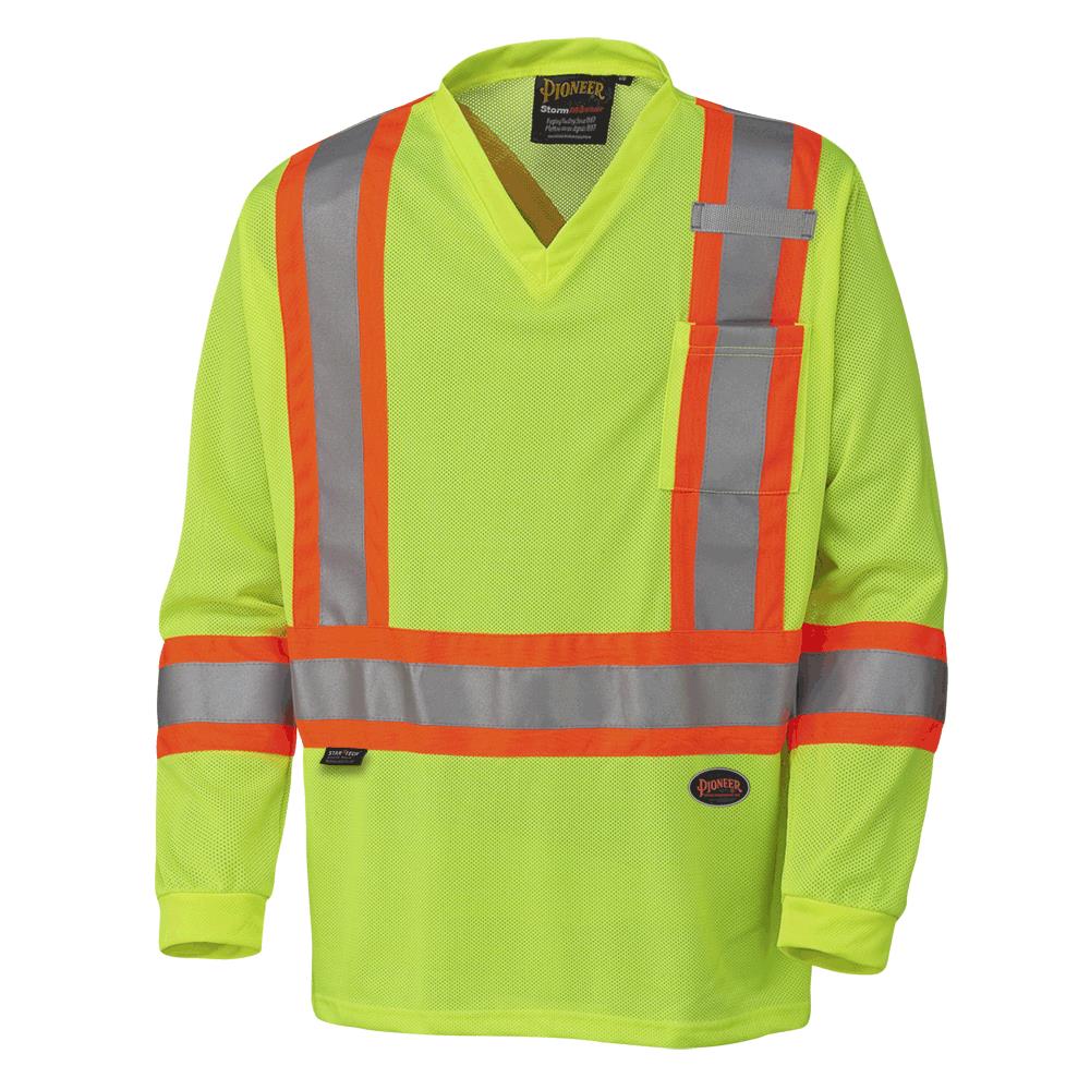 Hi-Viz Safety Long-Sleeved Shirts - Micro Mesh - HV Yellow/Green