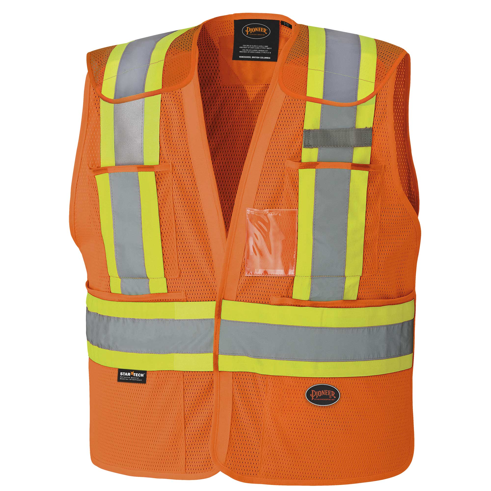 Hi-Viz Safety Tear-Away Vests - Poly Mesh - HV Orange