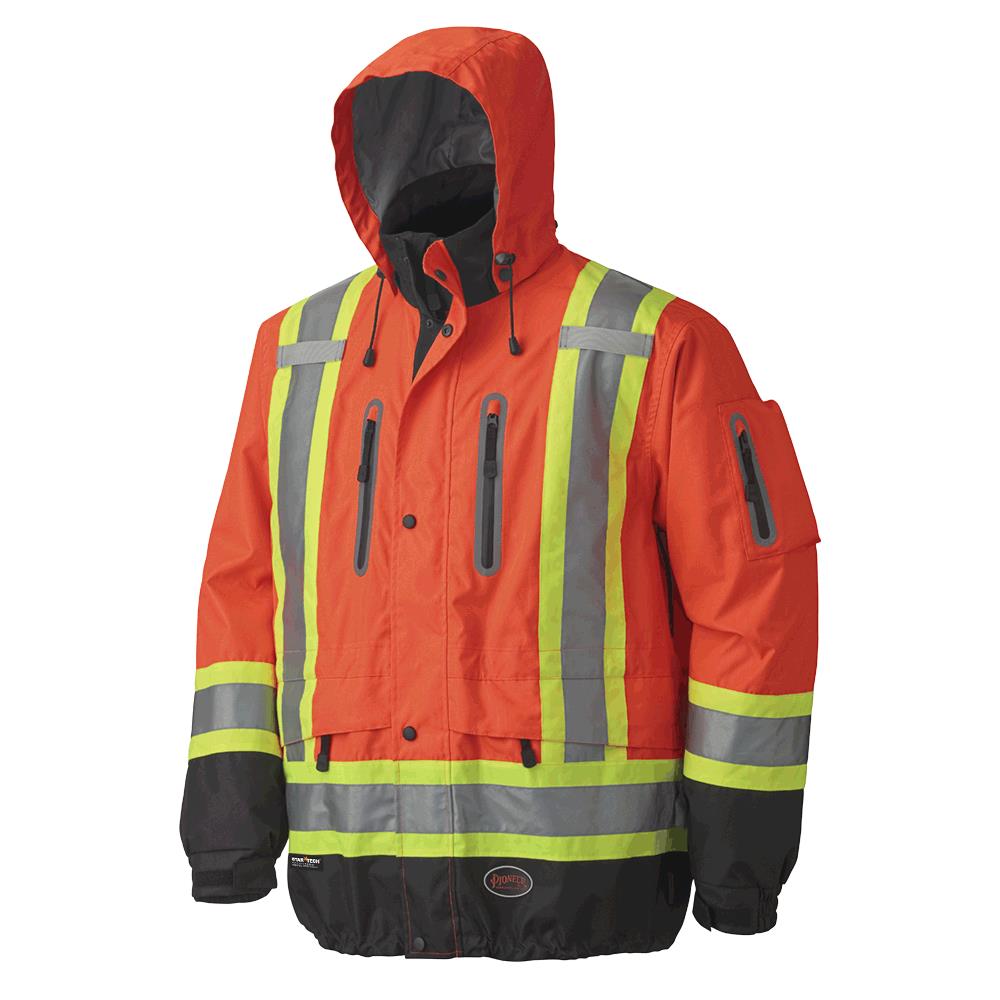 Hi-Viz Wtprf/Breathable Premium Safety Jackets - 300D Oxford Poly - HV Orange