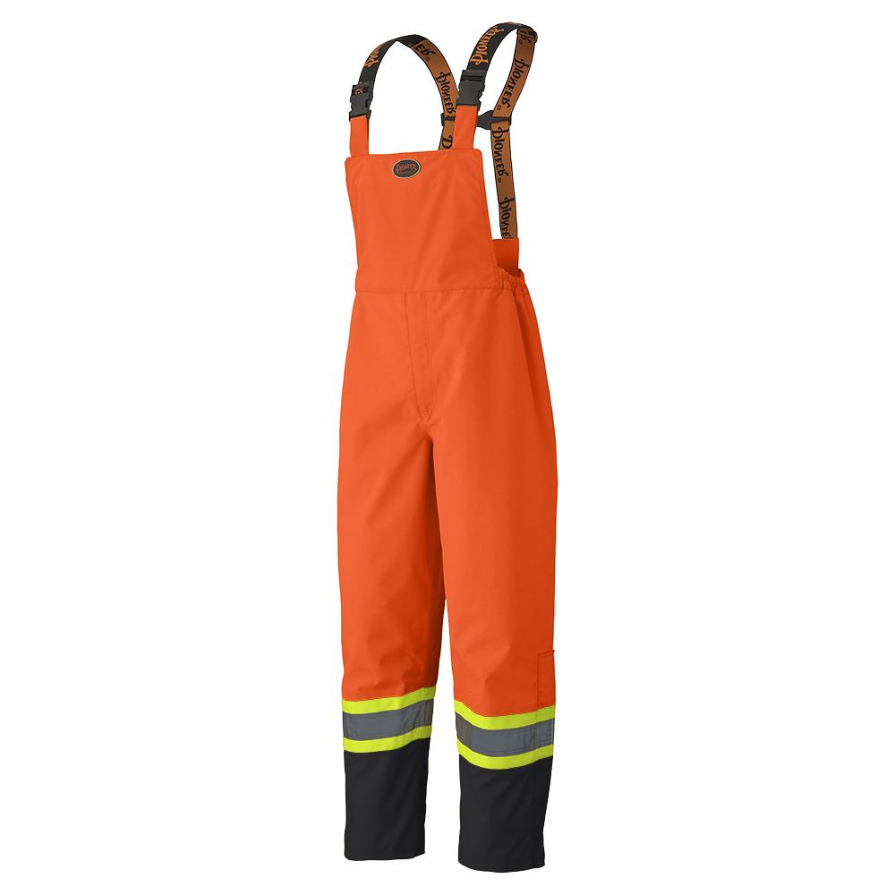 Hi-Viz Wtprf Safety Bib Pants - 300D Ripstop PU Coated Poly - Lined - HV Orange