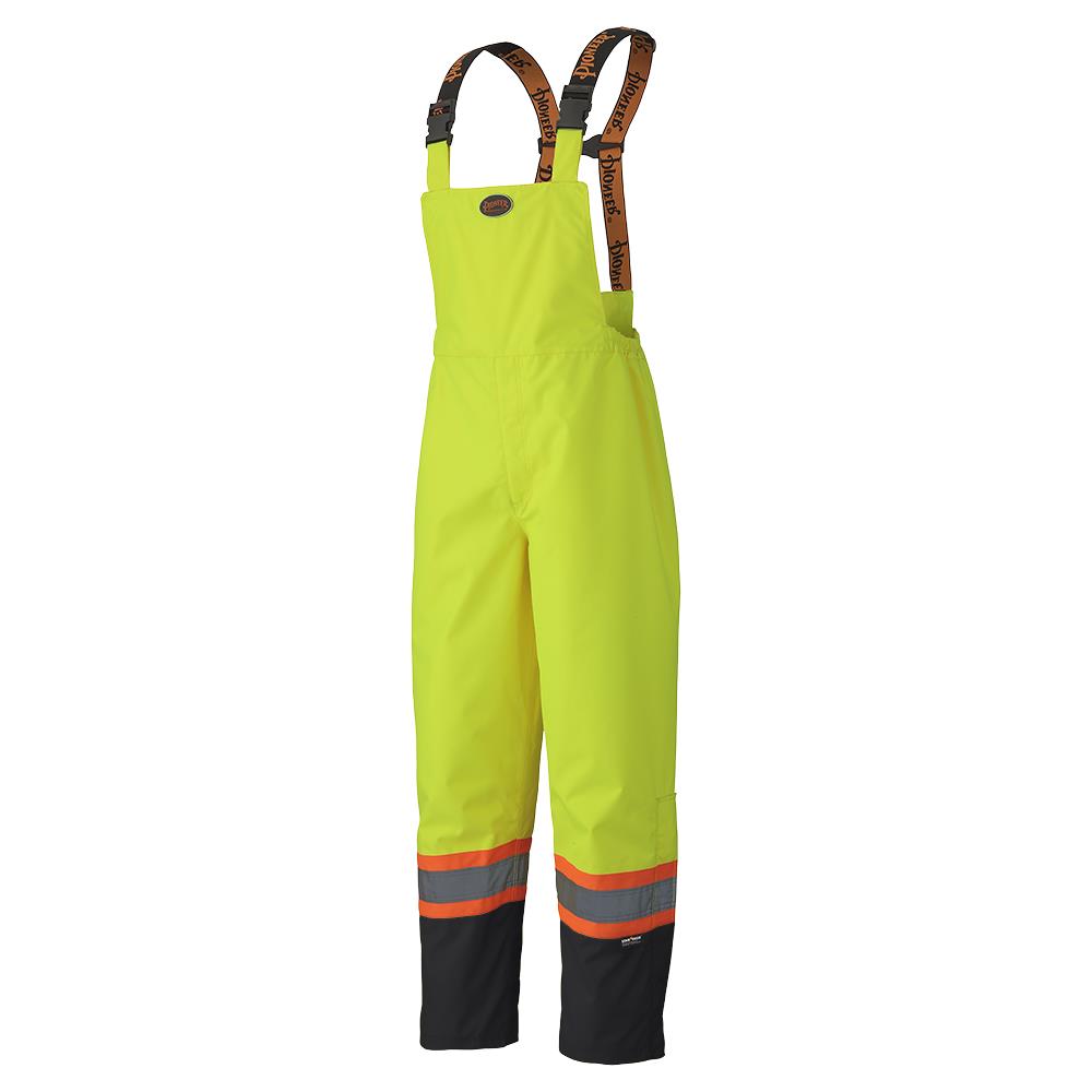 Hi-Viz Wtprf Safety Bib Pants - 300D Ripstop PU Coated Poly - Lined - HV Ylw/Grn
