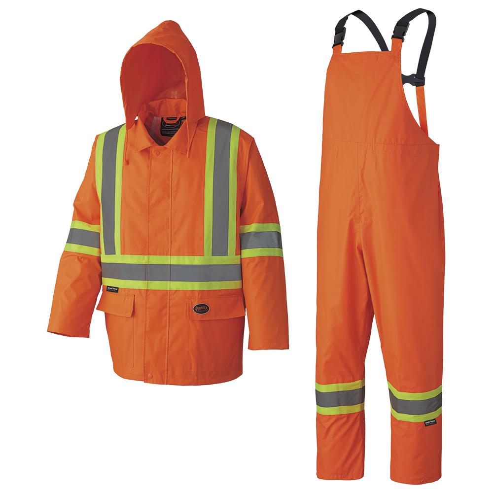 Hi-Viz Wtprf Sfty Rainsuits - 210D Ox. Poly with PVC Backing - Bag - HV Orange