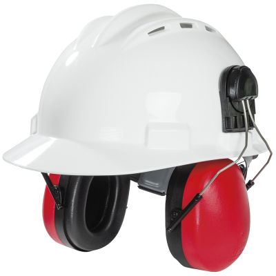 HPS428 Premium Cap Mounted Ear Muff - Black/Red