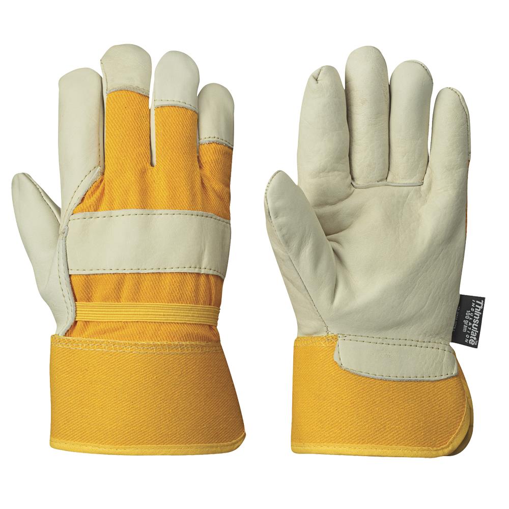 Insulated Fitter's Cowgrain Gloves - Yellow Back - XL