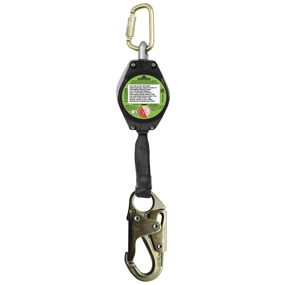 LE SRL with 1" (25 mm) Webbing - Al Housing - Type 2 - Single Leg - Snap Hook