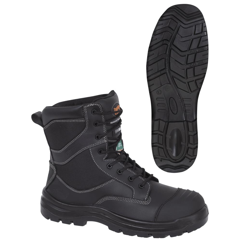 Metal-Free Composite Toe/Plate Leather Work Boots - Black