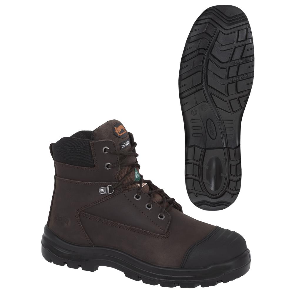 Steel Toe/Plate Leather 6" Work Boots - Brown