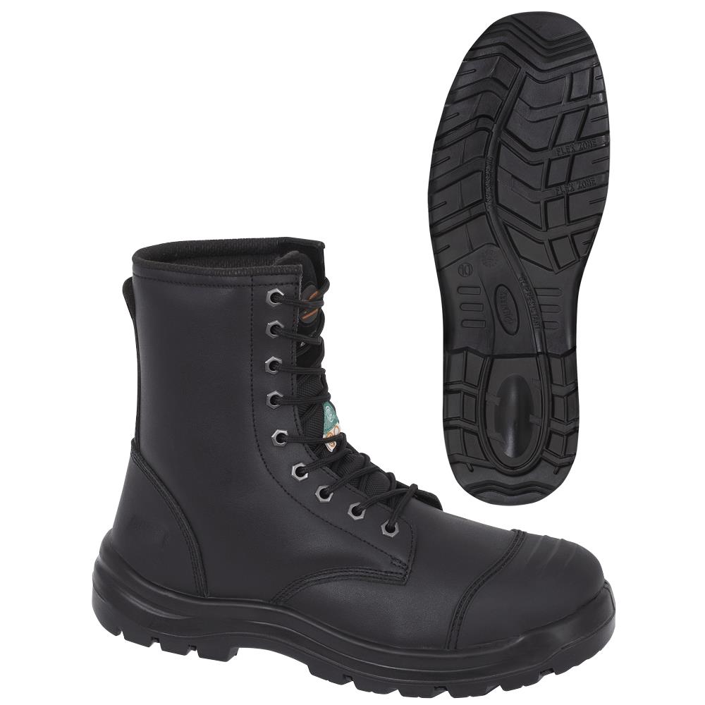 Steel Toe/Plate Leather 8" Work Boots - Black