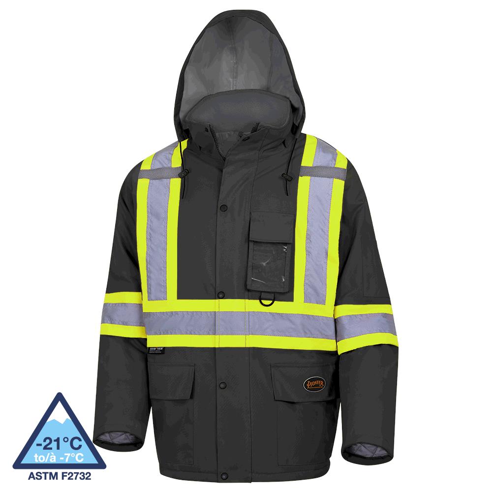 Waterproof Quilted Safety Parkas - 300D PU Coated Oxford Poly - Black