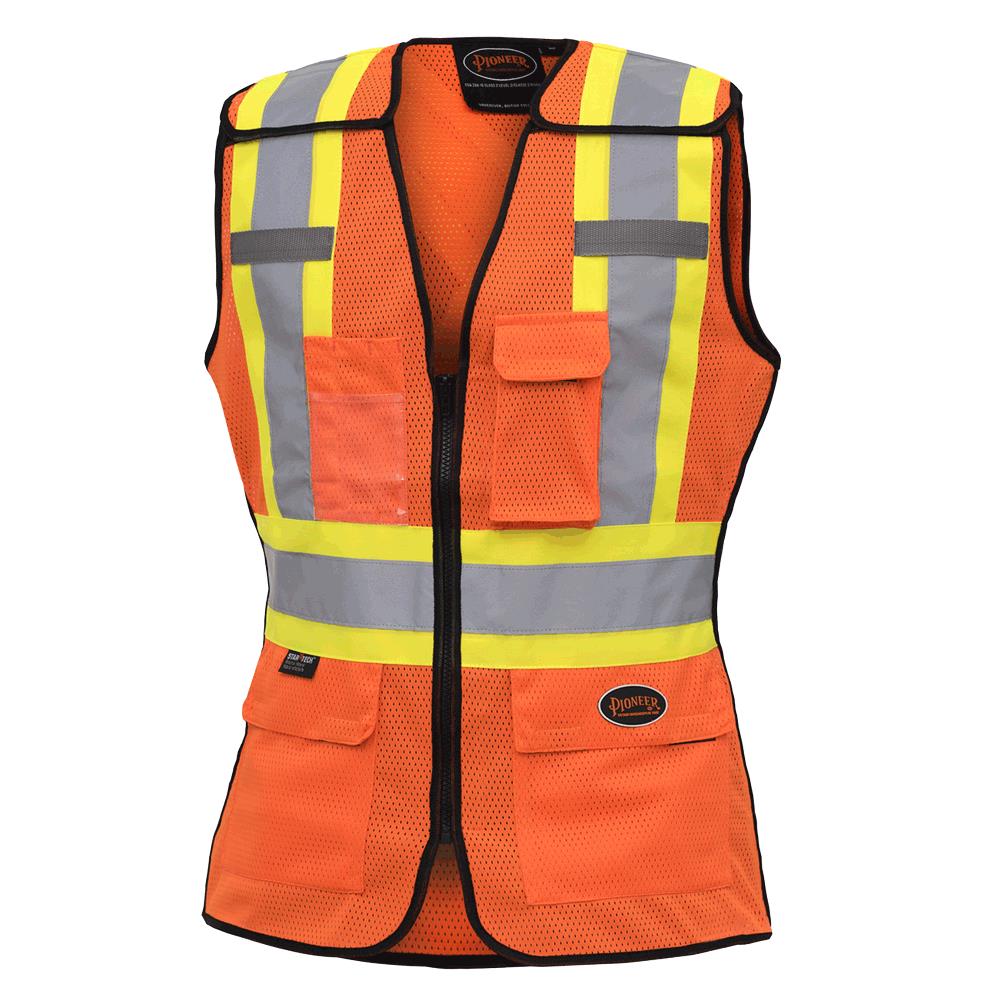 Women’s Hi-Viz Safety Tear-Away Vests - Poly Mesh - HV Orange